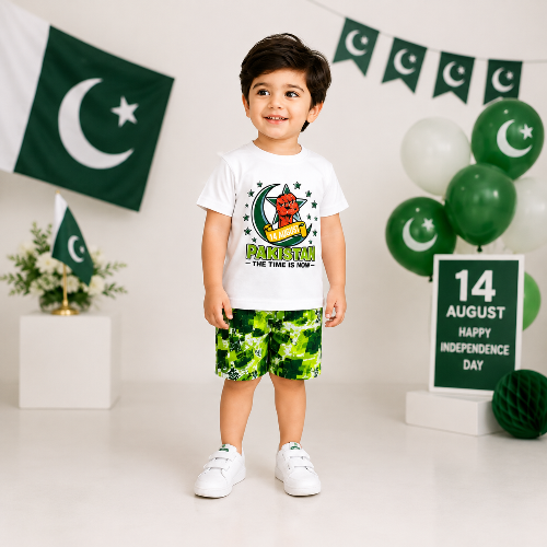 14 August Boy's Printed Shirt And Shorts Set