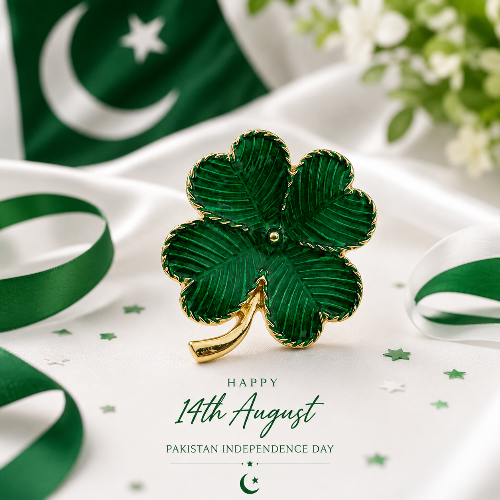 Green Enamel Clover Brooch for Women