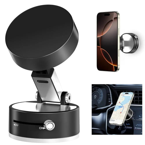 Magnetic Wireless Phone Holder with Foldable Suction Grip for Secure Mounting